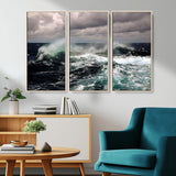 38622353-MGV-CV-36X24-Stormy Ocean Waves Canvas Wall Art – Framed Turbulent Sea Print, Large Nature Canvas for Coastal, Living Room, or Office Spaces