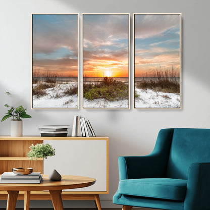 58266230-MGV-CV-36X24-Sunset Beach Canvas Wall Art – Coastal Ocean Landscape Print, Seaside Nature Art for Coastal Chic Decor, Living Room, Bedroom,