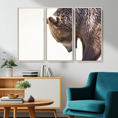 14405507-MGV-CV-36X24-Bear Wall Art – Wildlife Canvas Print with Rustic Animal Portrait and Minimalist Background, Nature Inspired Photography for