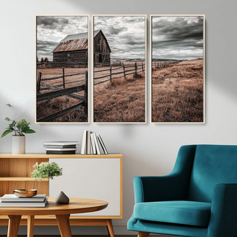 70676381-MGV-CV-36X24-Rustic Barn Wall Art – Weathered Farmhouse Canvas Print, Country Landscape Photography Decor for Bedroom, Living Room, Office,