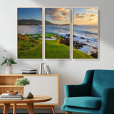 67486665-MGV-CV-36X24-Golf Course Wall Art – Pebble Beach Oceanfront Canvas Print, Coastal Fairway Photography Sports Decor for Living Room, Office, Man