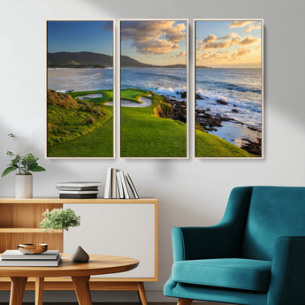 67486665-MGV-CV-36X24-Golf Course Wall Art – Pebble Beach Oceanfront Canvas Print, Coastal Fairway Photography Sports Decor for Living Room, Office, Man