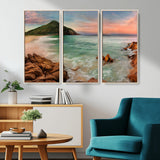 53831025-MGV-CV-36X24-Coastal Landscape Wall Art – Tropical Beach Ocean Canvas Print, Sunset Mountain View Photography Decor for Living Room, Bedroom,