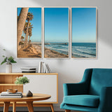 92568259-MGV-CV-36X24-California Beach Wall Art – Palm Tree Pier Canvas Print, Coastal Ocean Photography Seaside Decor for Living Room, Bedroom, Office,