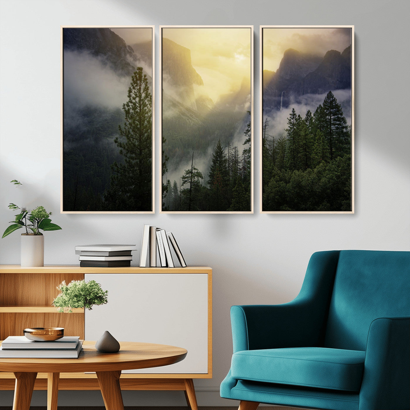38316884-MGV-CV-36X24-Landscape Wall Art – Misty Mountain Valley Canvas Print, Scenic Pine Forest and Sunrise Photography Decor for Bedroom, Living