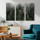 84059409-MGV-CV-36X24-Forest Wall Art – Misty Evergreen Trees Canvas Print, Tranquil Nature Photography Decor for Bedroom, Living Room, Office, Cabin or