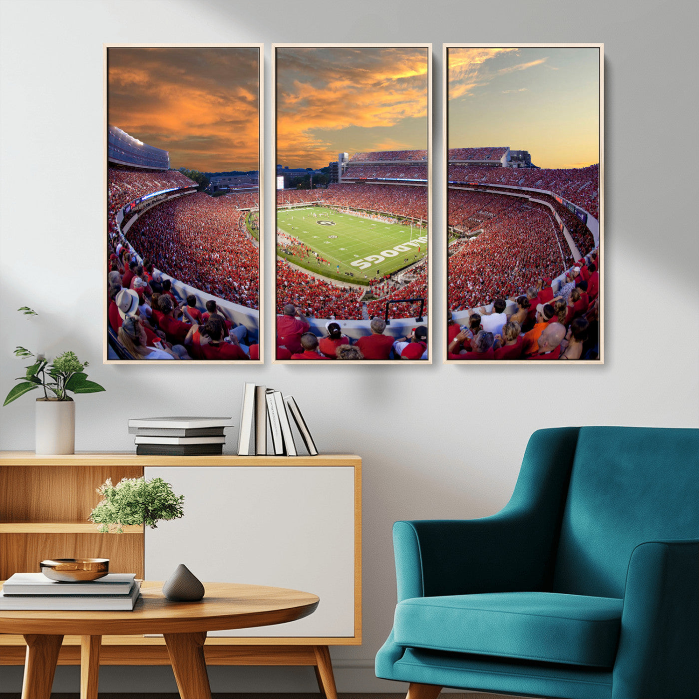 73680988-MGV-CV-36X24-Sanford Stadium Wall Art – Georgia Bulldogs Football Sunset Game Canvas Print, College Sports Decor for Man Cave, Bar, Office, or