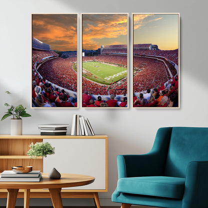 73680988-MGV-CV-36X24-Georgia Bulldogs Stadium Wall Art – Panoramic Football Field Canvas Print, Game Day Decor for Home, Office, Fan Cave, Sports