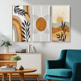 32359-MGV-CV-36X24-Modern Sun Wall Art Canvas Print, Framed Retro Horizon Art Picture Print, Sunburst Design Perfect Mid Century Boho Decor Artwork
