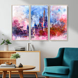 15129-MGV-CV-36X24-Disney Castle Wall Art Canvas Print, Framed Cinderella Palace Art Picture Print, Fantasy Kingdom Perfect Whimsical Fairytale Decor
