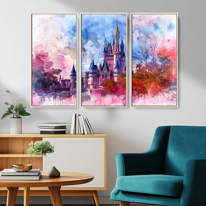 15129-MGV-CV-36X24-Disney Castle Wall Art Canvas Print, Framed Cinderella Palace Art Picture Print, Fantasy Kingdom Perfect Whimsical Fairytale Decor