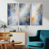 41836-MGV-CV-36X24-Abstract Gold Wall Art Canvas Print, Framed Blue Layers Art Picture Print, Elegant Cloud Perfect Elegant Minimalist Decor Artwork