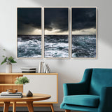 51359-MGV-CV-36X24-Stormy Ocean Wall Art Canvas Print, Framed Moody Seascape Art Picture Print, Ocean Storm Perfect Dramatic Coastal Decor Artwork