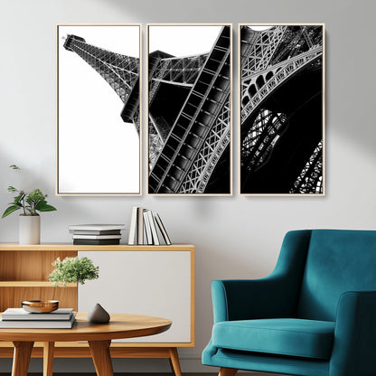 89033-MGV-CV-36X24-Eiffel Tower Wall Art – Dramatic Black and White Architectural Canvas Print, Modern Paris Decor for Office, Living Room or