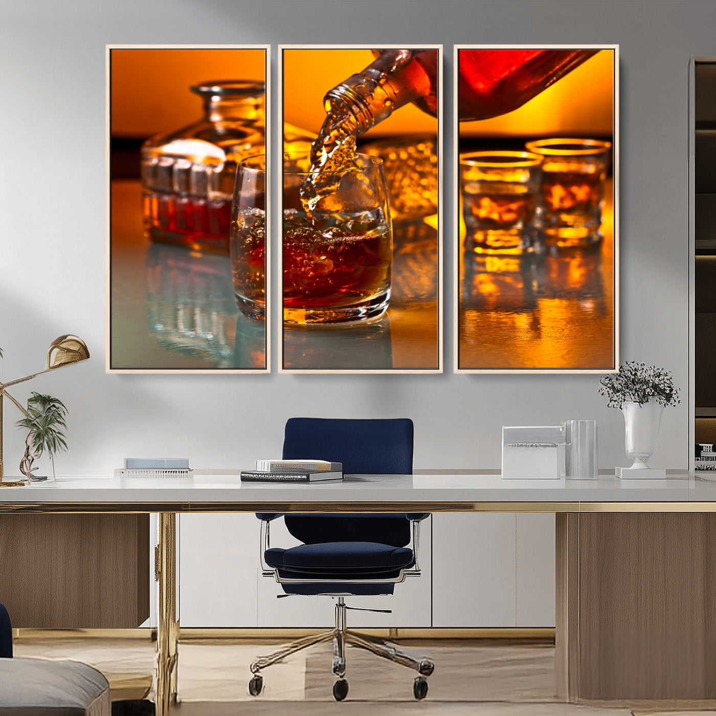 18250-MGV-CV-36X24-Whiskey Pour Wall Art – Captivating Whiskey Splash Canvas Print, Elegant Bar or Home Lounge Decor for Office, Man Cave or Living