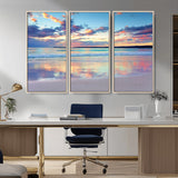 64882-MGV-CV-36X24-Tranquil Sunset Beach Wall Art – Panoramic Ocean Reflection Canvas Print, Calm Coastal Decor for Bedroom, Living Room or Office