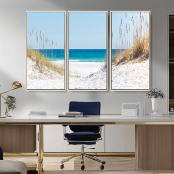 58498-MGV-CV-36X24-White Sandy Beach Wall Art – Panoramic Coastal Canvas Print, Ocean View Decor for Living Room, Bedroom, Office, Relaxing Seaside