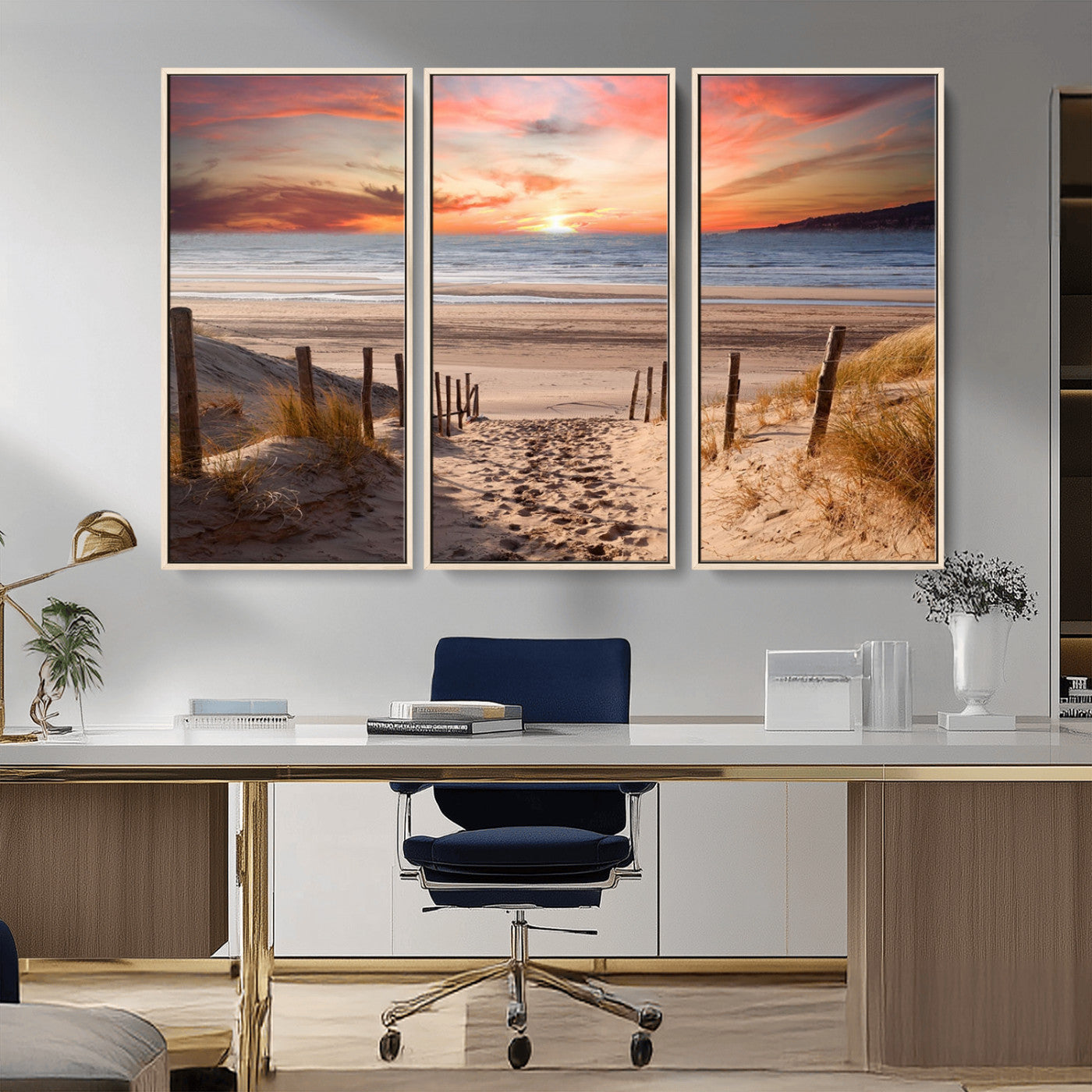 78111-MGV-CV-36X24-Sunset Pathway Wall Art – Panoramic Coastal Canvas Print, Tranquil Beach Decor for Living Room, Office or Bedroom