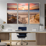 78111-MGV-CV-36X24-Sunset Pathway Wall Art – Panoramic Coastal Canvas Print, Tranquil Beach Decor for Living Room, Office or Bedroom