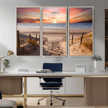 78111-MGV-CV-36X24-Sunset Pathway Wall Art – Panoramic Coastal Canvas Print, Tranquil Beach Decor for Living Room, Office or Bedroom