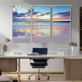 56723-MGV-CV-36X24-Serene Sunset Beach Wall Art – Panoramic Coastal Canvas Print, Peaceful Ocean Reflection Decor for Living Room, Bedroom or Office