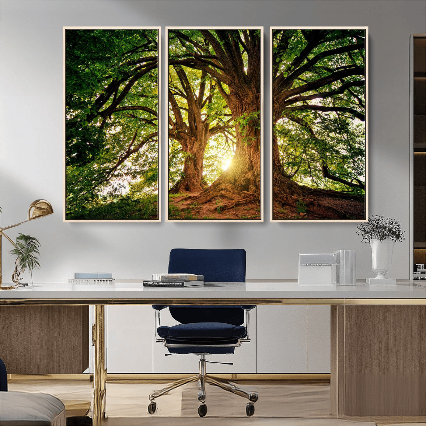 52150-MGV-CV-36X24-Majestic Tree Wall Art – Large Nature Canvas Print with Sunlight Through Branches, Rustic Forest Decor for Living Room, Bedroom or