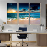 88985-MGV-CV-36X24-Ocean Sunset Wall Art – Tranquil Beach Waves Canvas Print, Coastal Seascape Decor for Living Room or Office