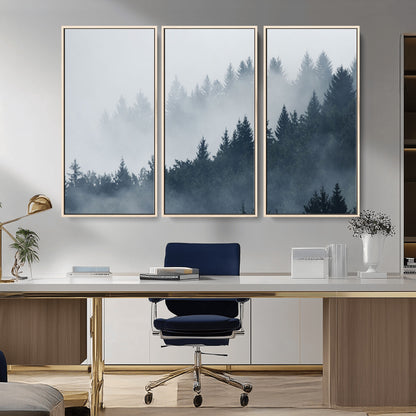 23671-MGV-CV-36X24-Misty Forest Wall Art – Serene Foggy Pine Trees Landscape Canvas Print, Tranquil Nature Decor for Living Room, Bedroom or Office