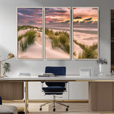 60570-MGV-CV-36X24-Beach Sunset Wall Art – Coastal Sand Dunes and Ocean Horizon Canvas Print, Tranquil Seascape Photography Decor for Living Room or