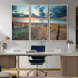 25788-MGV-CV-36X24-Sunset Beach Path Wall Art – Scenic Coastal Dunes and Ocean Canvas Print, Tranquil Seaside Landscape Decor for Living Room or