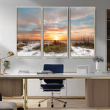 91064-MGV-CV-36X24-Beach Sunset Wall Art – Coastal Sand Dunes and Ocean Horizon Canvas Print, Seaside Landscape Wall Decor for Living Room, Bedroom