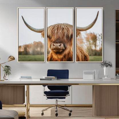 64824-MGV-CV-36X24-Highland Cow Wall Art – Rustic Scottish Bull Canvas Print, Farmhouse Animal Decor for Living Room, Bedroom, Office or Cabin