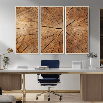 61710-MGV-CV-36X24-Tree Rings Wall Art – Rustic Wood Grain Canvas Print of Tree Trunk Cross Section, Nature Inspired Decor for Cabin, Office, Living