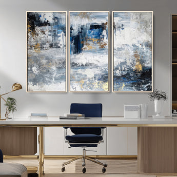 59716-MGV-CV-36X24-Abstract Blue and Gold Wall Art – Modern Textured Canvas Print, Contemporary Painting for Living Room, Bedroom, or Office Decor