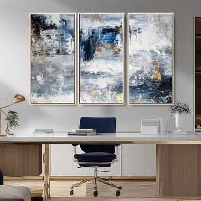 59716-MGV-CV-36X24-Abstract Blue and Gold Wall Art – Modern Textured Canvas Print, Contemporary Painting for Living Room, Bedroom, or Office Decor