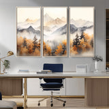 70049-MGV-CV-36X24-Autumn Mountain Forest Wall Art – Misty Landscape Canvas Print, Rustic Nature Inspired Decor for Living Room, Bedroom or Office