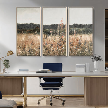 46308-MGV-CV-36X24-Wildflower Field Wall Art – Rustic Meadow Landscape Canvas Print, Country Nature Decor for Living Room, Bedroom or Farmhouse