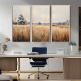 38193-MGV-CV-36X24-Golden Meadow Wall Art – Serene Grassland Landscape Canvas Print, Rustic Nature Decor for Bedroom, Living Room or Farmhouse