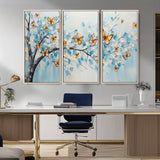 59455-MGV-CV-36X24-Butterfly Tree Branch Wall Art – Blue and Yellow Abstract Canvas Print, Modern Nature Artwork for Living Room, Bedroom or Office