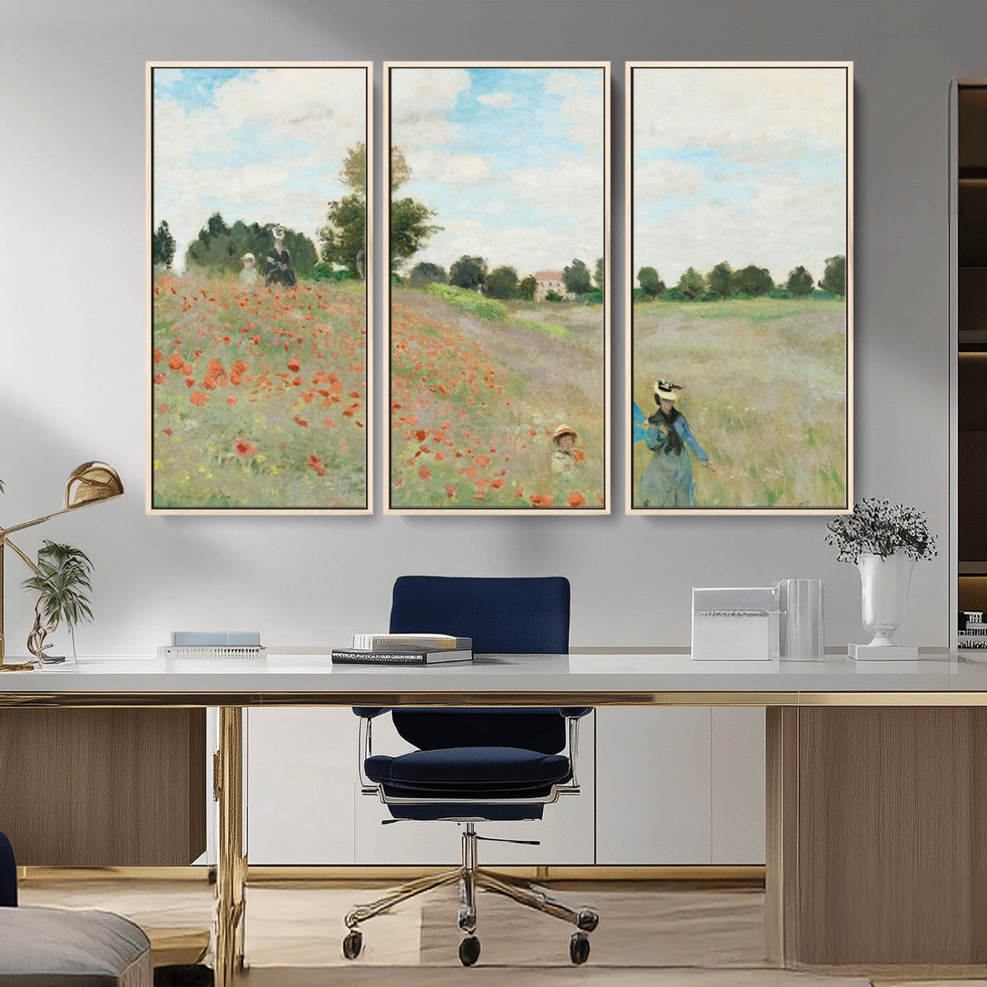 74890-MGV-CV-36X24-Monet Poppy Field Wall Art – Impressionist Landscape Canvas Print, Classic French Artwork for Living Room, Bedroom or Office Decor