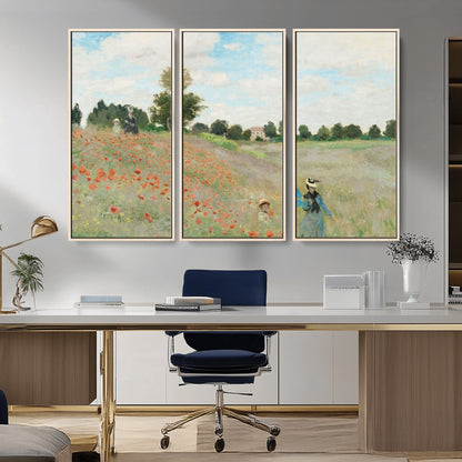 74890-MGV-CV-36X24-Monet Poppy Field Wall Art – Impressionist Landscape Canvas Print, Classic French Artwork for Living Room, Bedroom or Office Decor