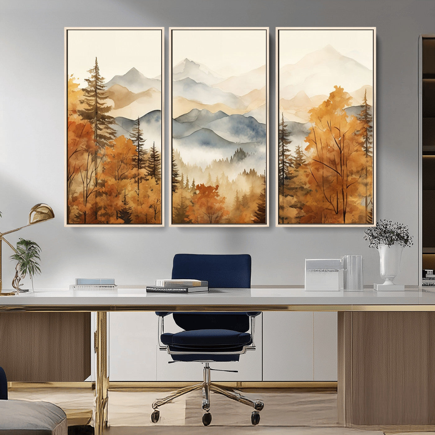 72950-MGV-CV-36X24-Autumn Mountain Forest Wall Art – Golden Fall Landscape Canvas Print, Nature-Inspired Home Decor for Living Room, Bedroom or