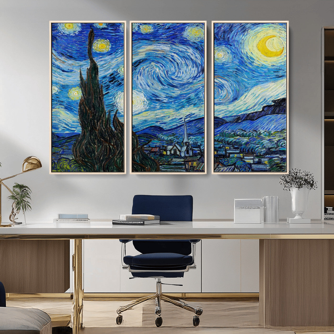 39177-MGV-CV-36X24-Starry Night Wall Art – Vincent van Gogh Famous Painting Canvas Print, Timeless Starry Sky Decor for Living Room, Bedroom or