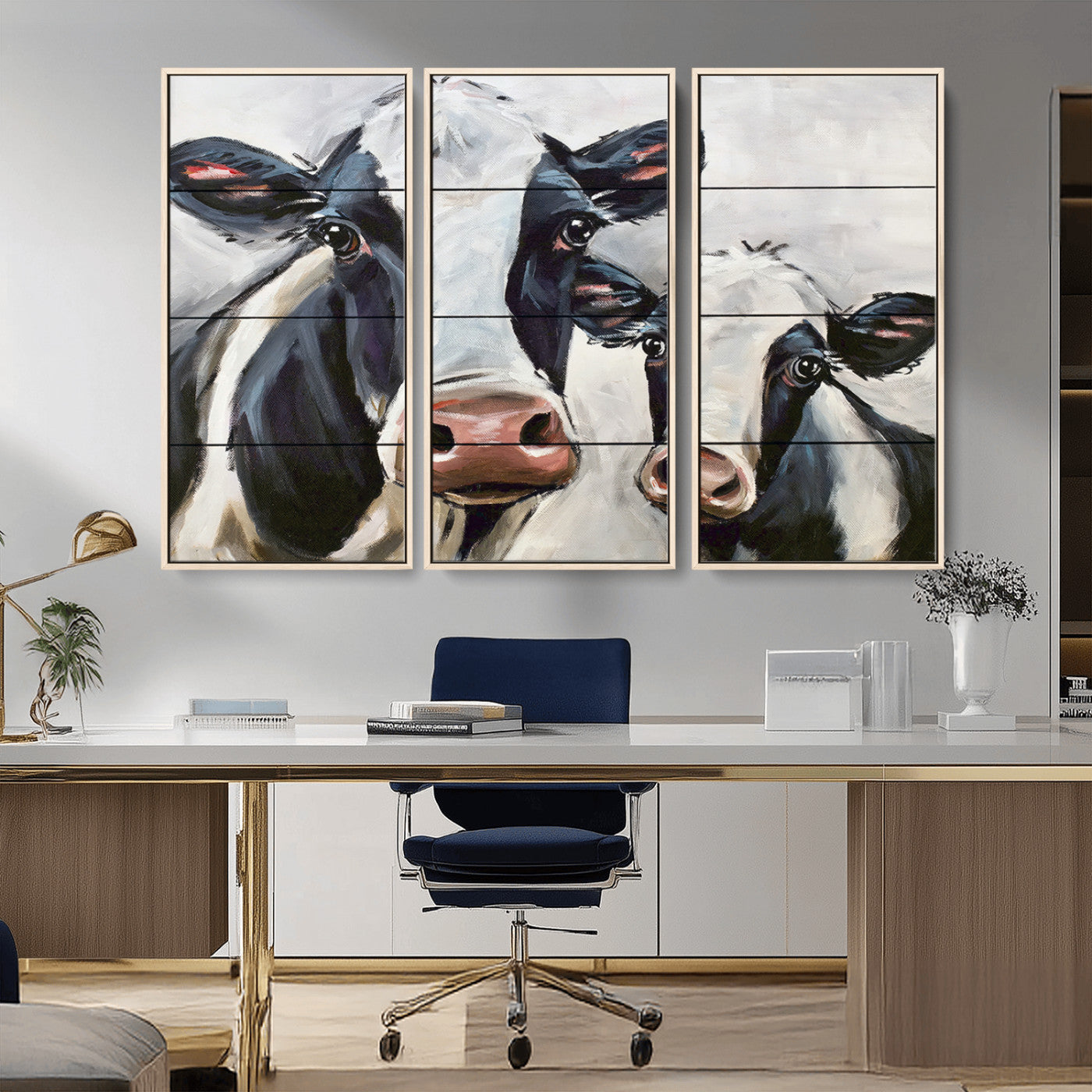 28934-MGV-CV-36X24-Farmhouse Cow Wall Art – Rustic Black and White Dairy Cattle Canvas Print, Country Barn Animal Painting for Kitchen, Living Room