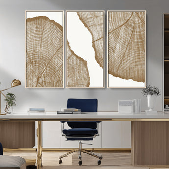 99692-MGV-CV-36X24-Tree Ring Linocut Wall Art Canvas Print, Framed Wood Cut Art Picture Print, Tree Rings Perfect Minimalist Rustic Decor Artwork