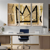 37215-MGV-CV-36X24-Abstract Crown Wall Art – Urban Graffiti Style Canvas Print Modern Street Art Design, Bold Contemporary Decor for Living Room,