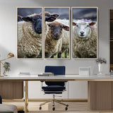18418-MGV-CV-36X24-Sheep Wall Art Canvas Print, Framed Farmhouse Sheep Art Picture Print, Sheep Herd Perfect Rustic Farmhouse Decor Artwork