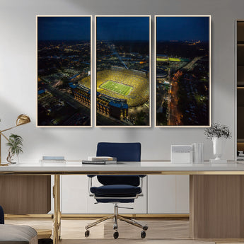 33588-MGV-CV-36X24-Football Stadium Wall Art – Aerial Night Game Canvas Print Packed Field City Lights, Sports Photography Decor for Game Room, Man