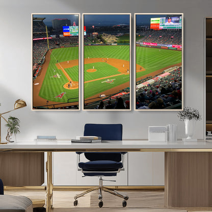 93707-MGV-CV-36X24-Los Angeles Stadium Wall Art Canvas Print, Framed Angel Stadium Field Art Picture Print, Anaheim Stadium Perfect Sports Room Decor