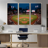 38612-MGV-CV-36X24-Busch Stadium Wall Art Canvas Print, Framed Missouri Stadium Art Picture Print, Busch Stadium Field Perfect Sports Room Decor